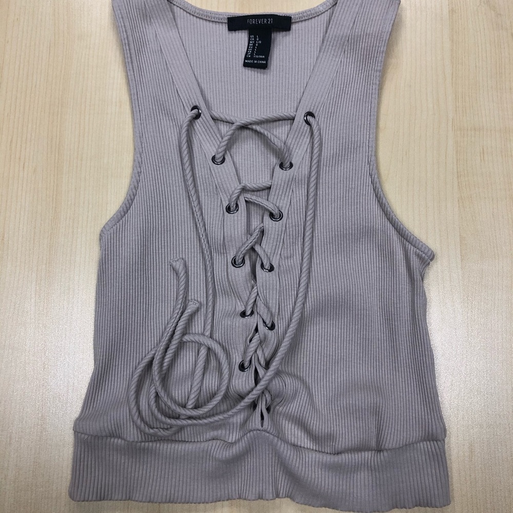 Forever 21 Adjustable Crop Tank Top Size Large